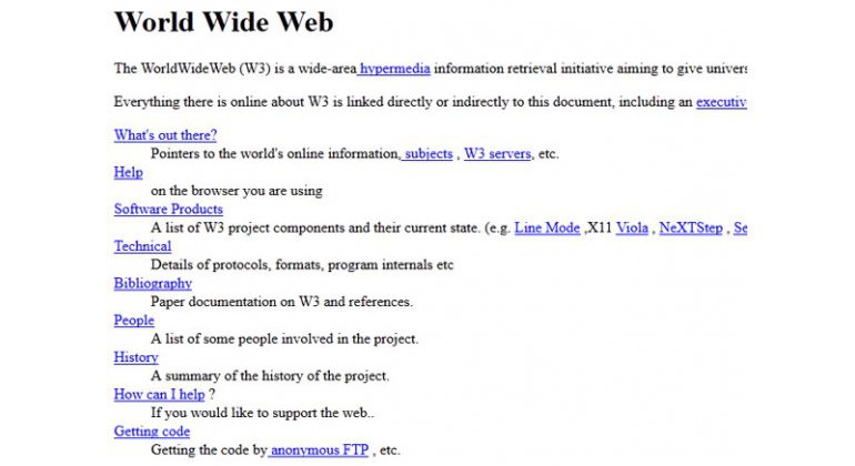 Visita la primera pàgina web creada a tot el món fa més de 20 anys.